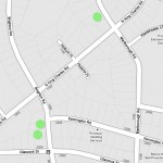 Map Showing Three Prospective Tornado Rebuilds in Downtown Raleigh