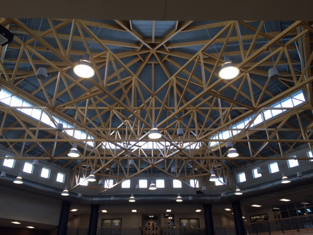 Truss details in the cafeteria space